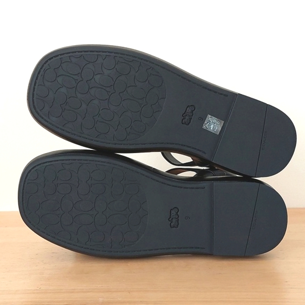 Coach Penney Strappy Fisherman Platform Black Leather Sandals - Picture 12 of 16